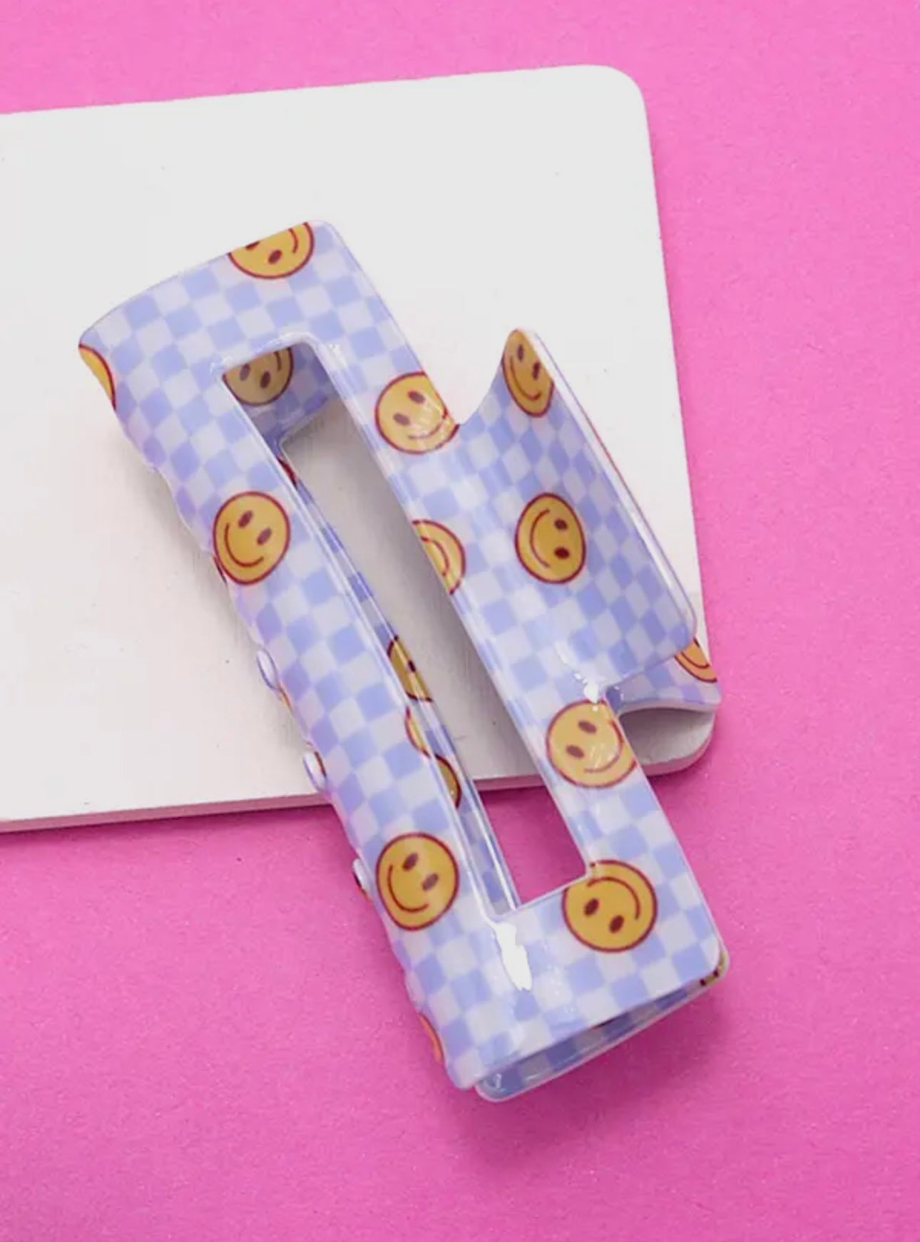 checkered smiley hairclip