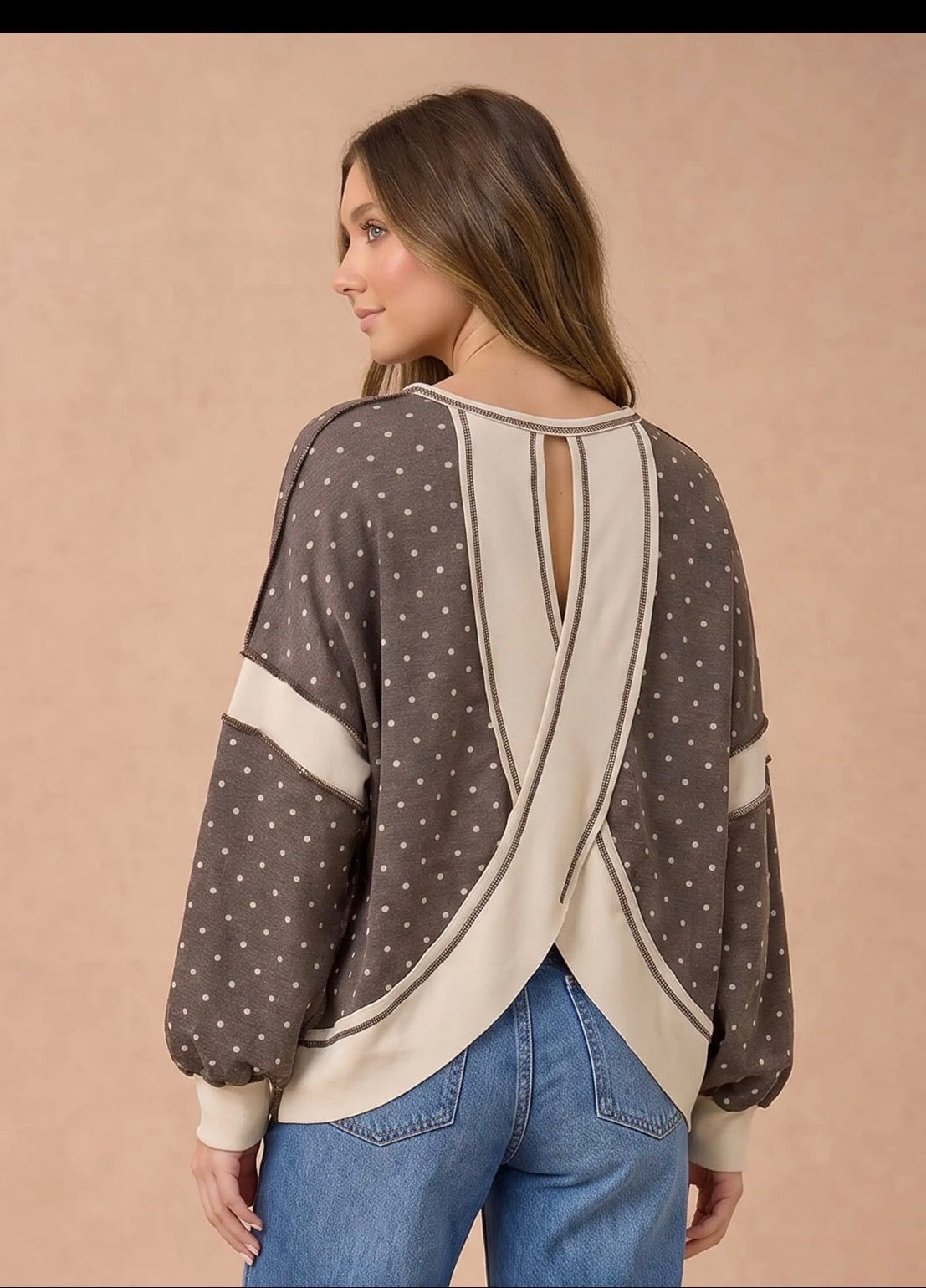 Polka Dot color block top