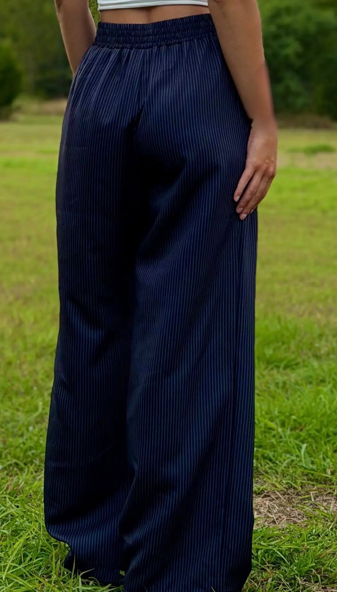 Samantha Black Striped Pants