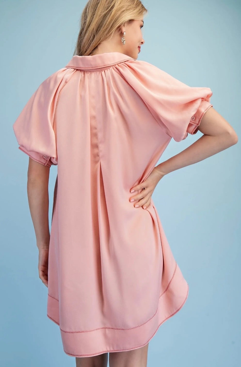 Button Down Blush Collared Dress