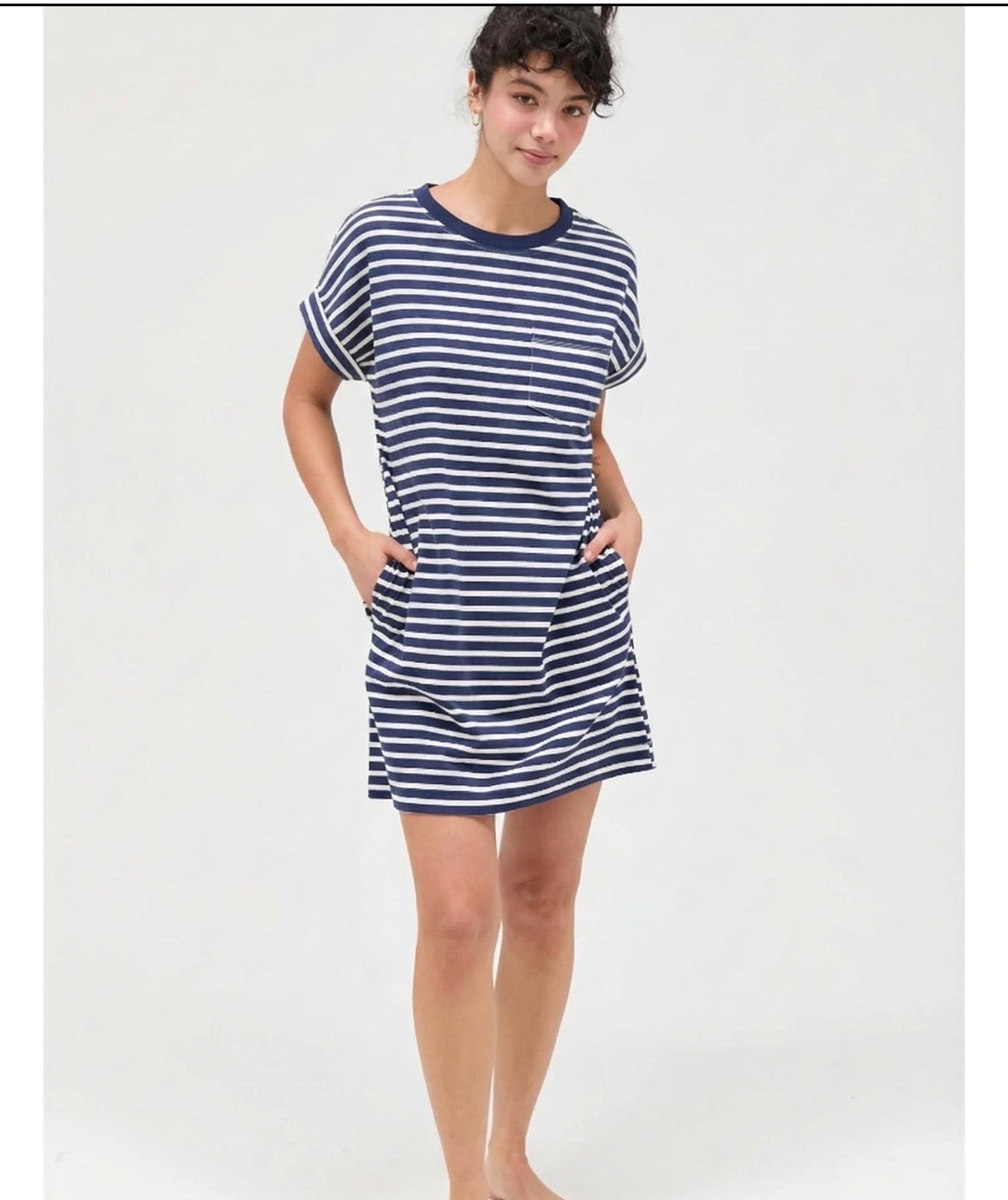 Striped Mini Dress With Pockets