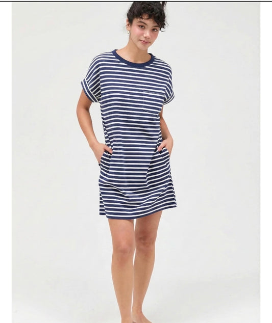 Striped Mini Dress With Pockets