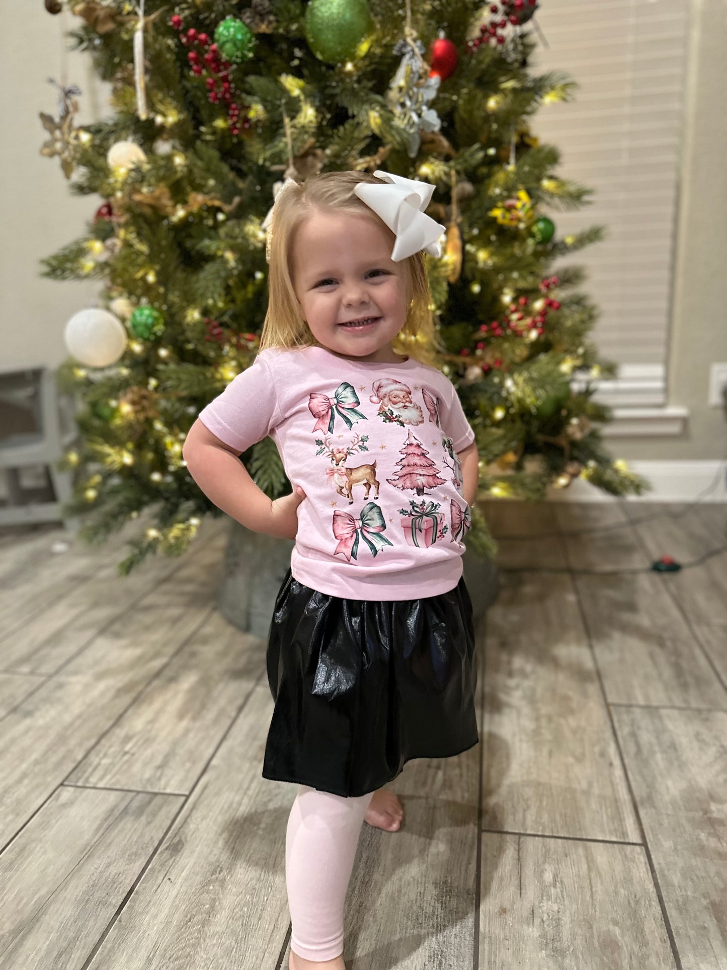 Pink Christmas kids tee