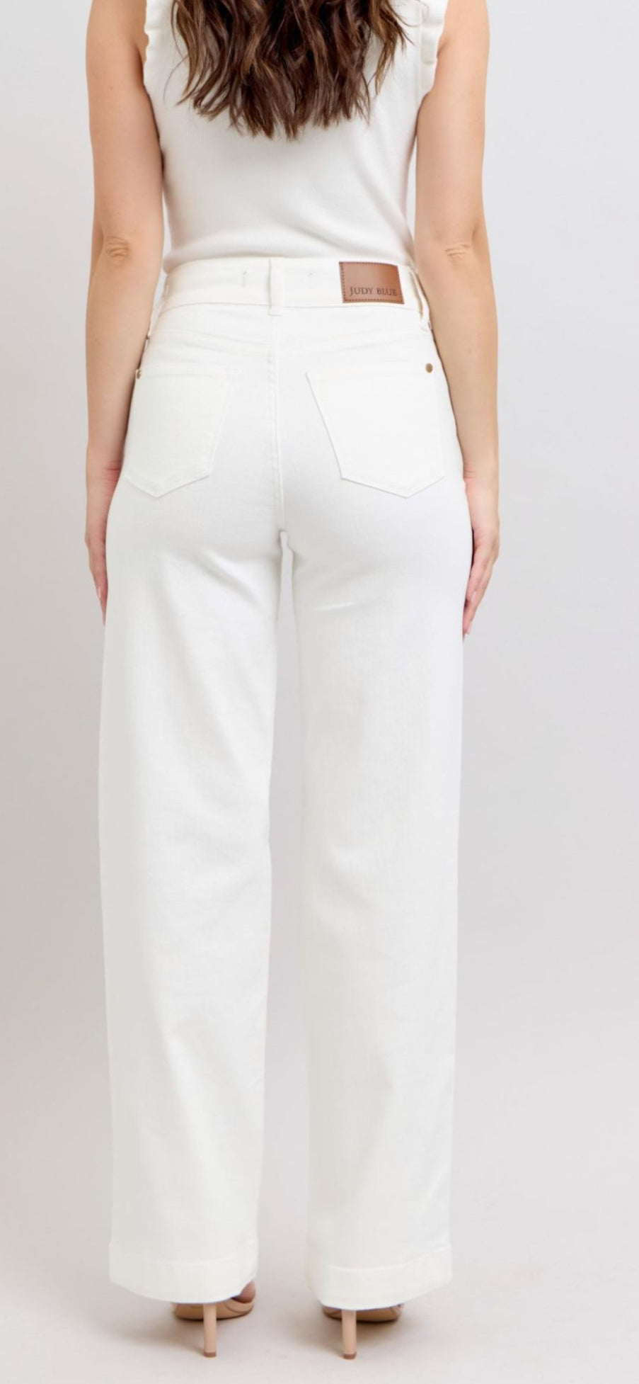 White double button wide leg bottoms