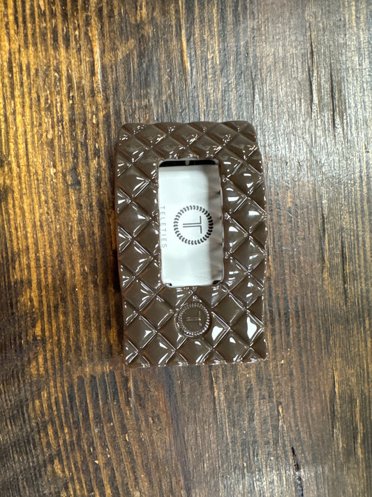 Brown textured Teletie hair clip small square