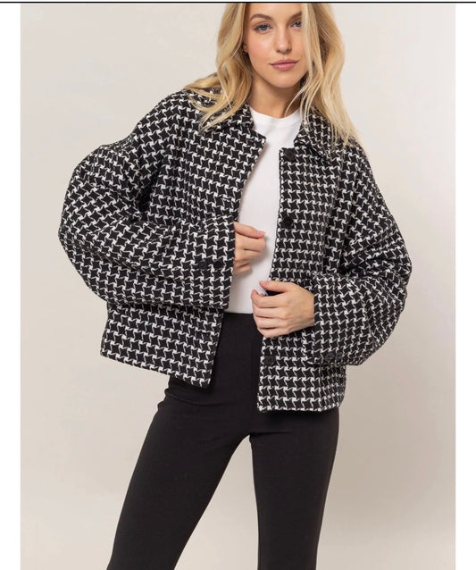 Black and White Plaid Oversized Jacket