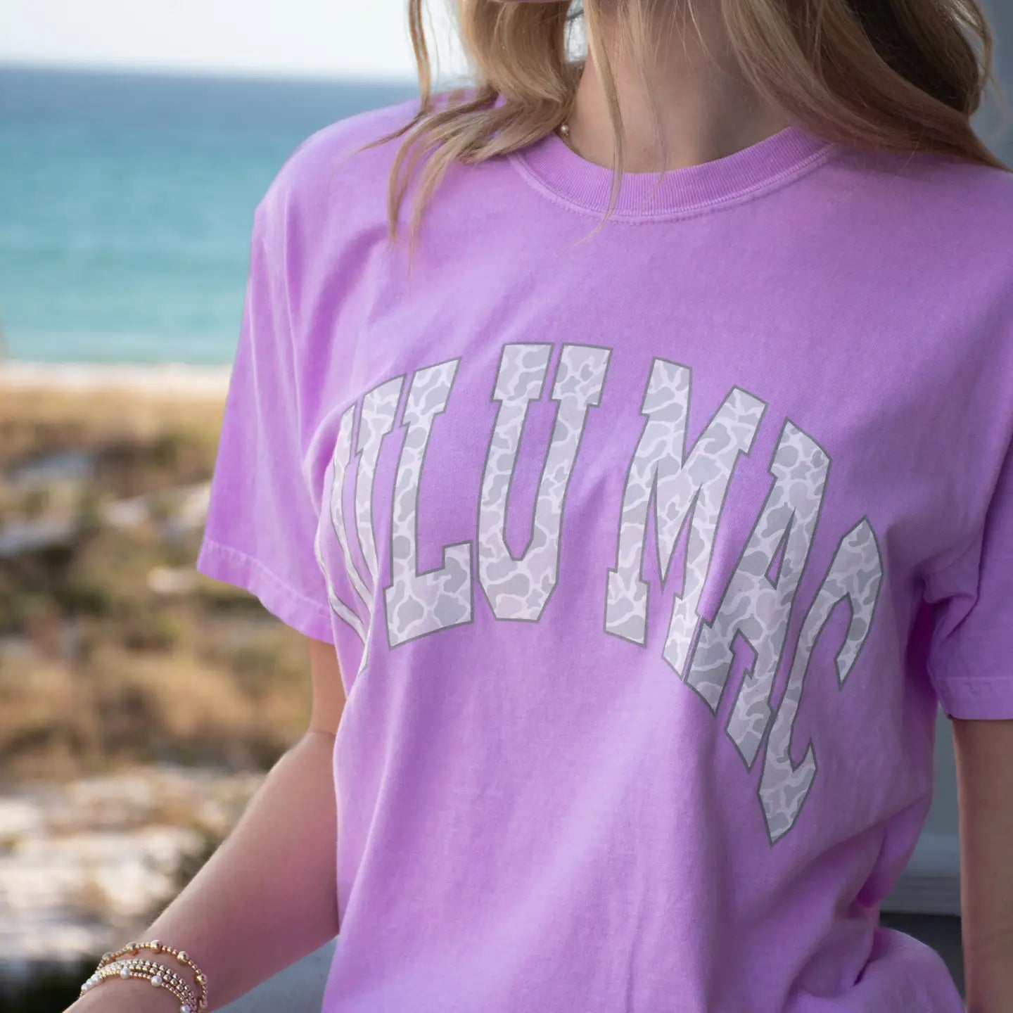 LULUMAC Purple And Camo Comfort Colors Tee