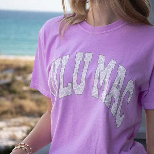 LULUMAC Purple And Camo Comfort Colors Tee
