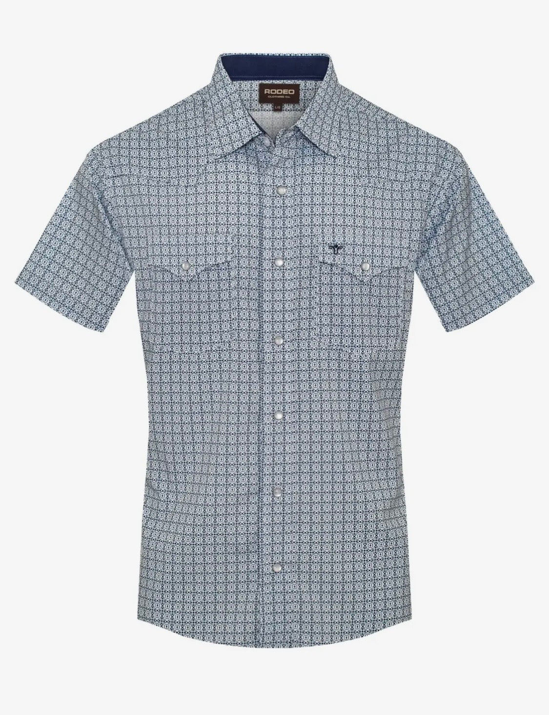Rodeo Clothing Co Blue Diamond Pearl Button Up