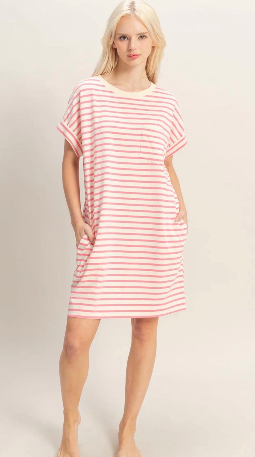 Striped Mini Dress With Pockets