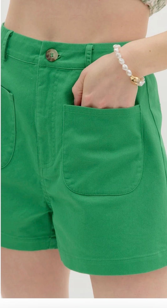 Green Twill Shorts