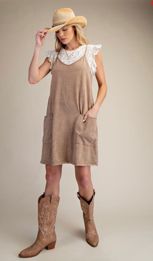 Mineral Washed Knit Short Romper