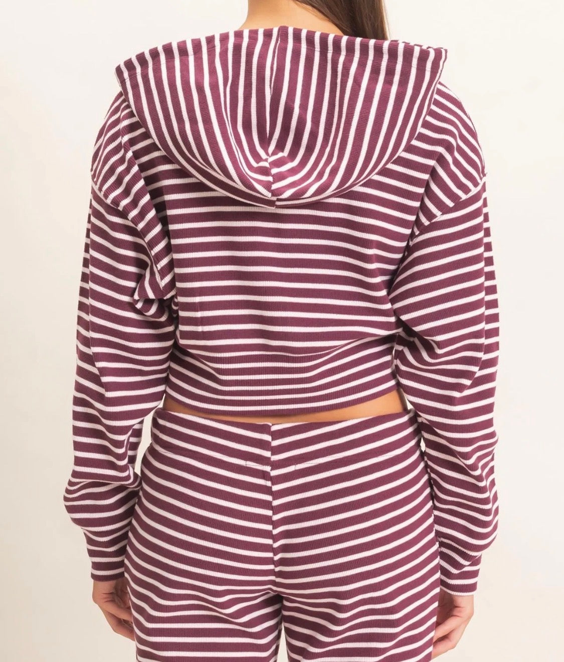 Dark Cherry Stripe Pant Set