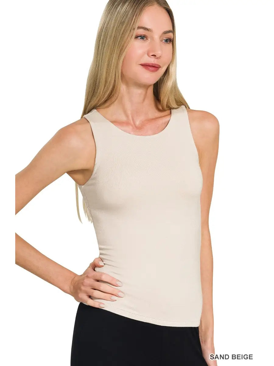 Premium Rayon Double Layered Round Neck Tank Top