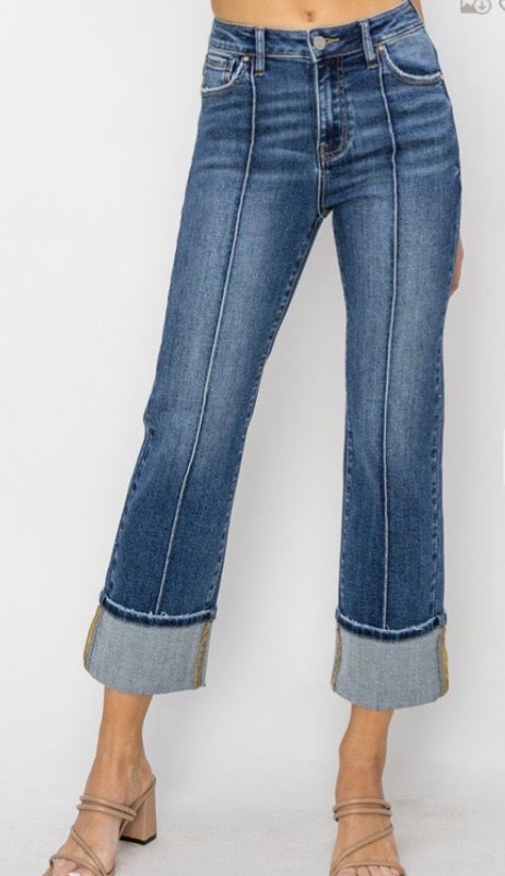 Risen Wide Leg Cropped Jeans