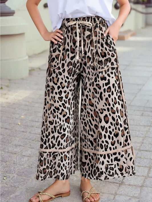 Leopard Wide Leg Cropped Pants