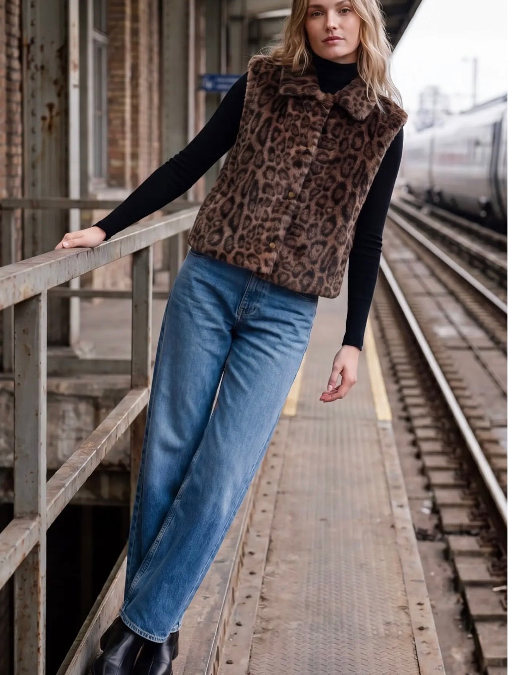 Faux Fur Leopard Patterned Vest