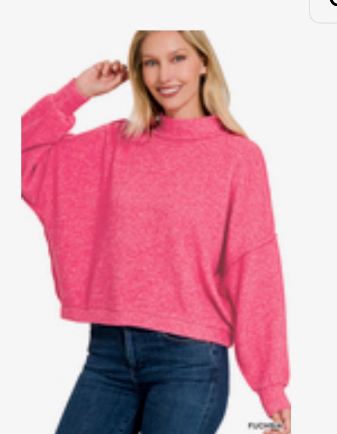 Pink Mock Neck Sweatshirt