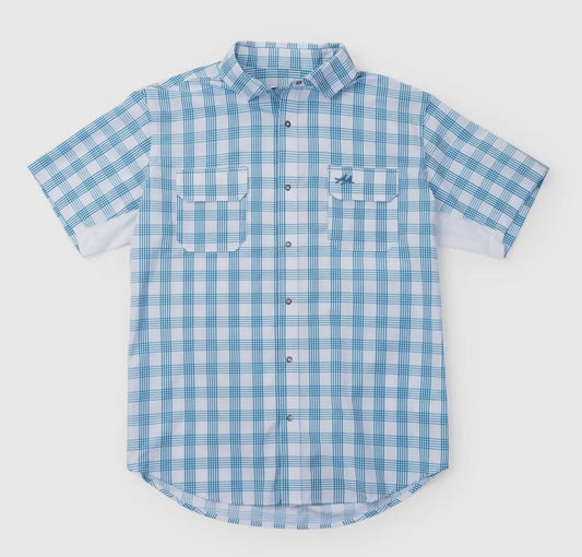 Two Dove Rio Teal Plaid Polo