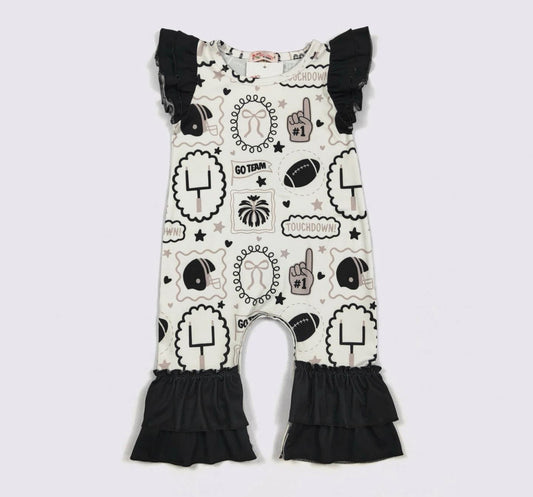 Baby Girl Ruffled Football Romper