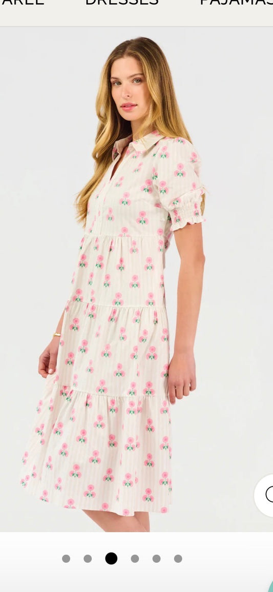 Cream Stripe Poppy Midi Dress
