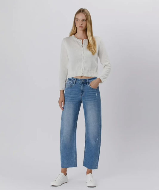 High rise mild barrel jeans