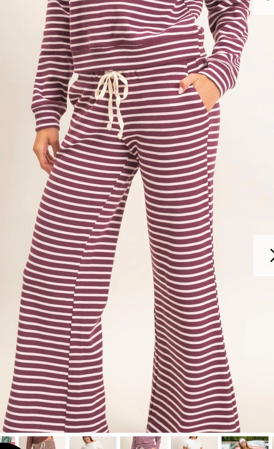 Dark Cherry Stripe Pant Set
