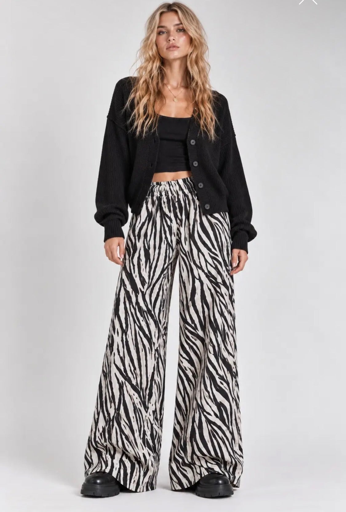 Zebra Wide Leg Trousers