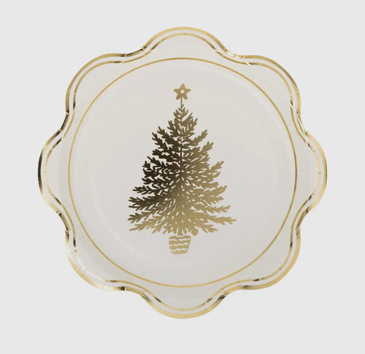 Gold Tree Paper Plate