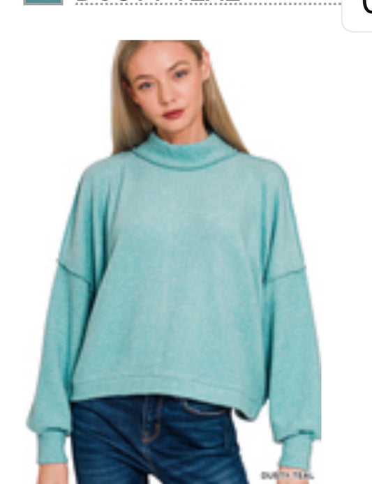 Turquoise Mock Neck Sweatshirt
