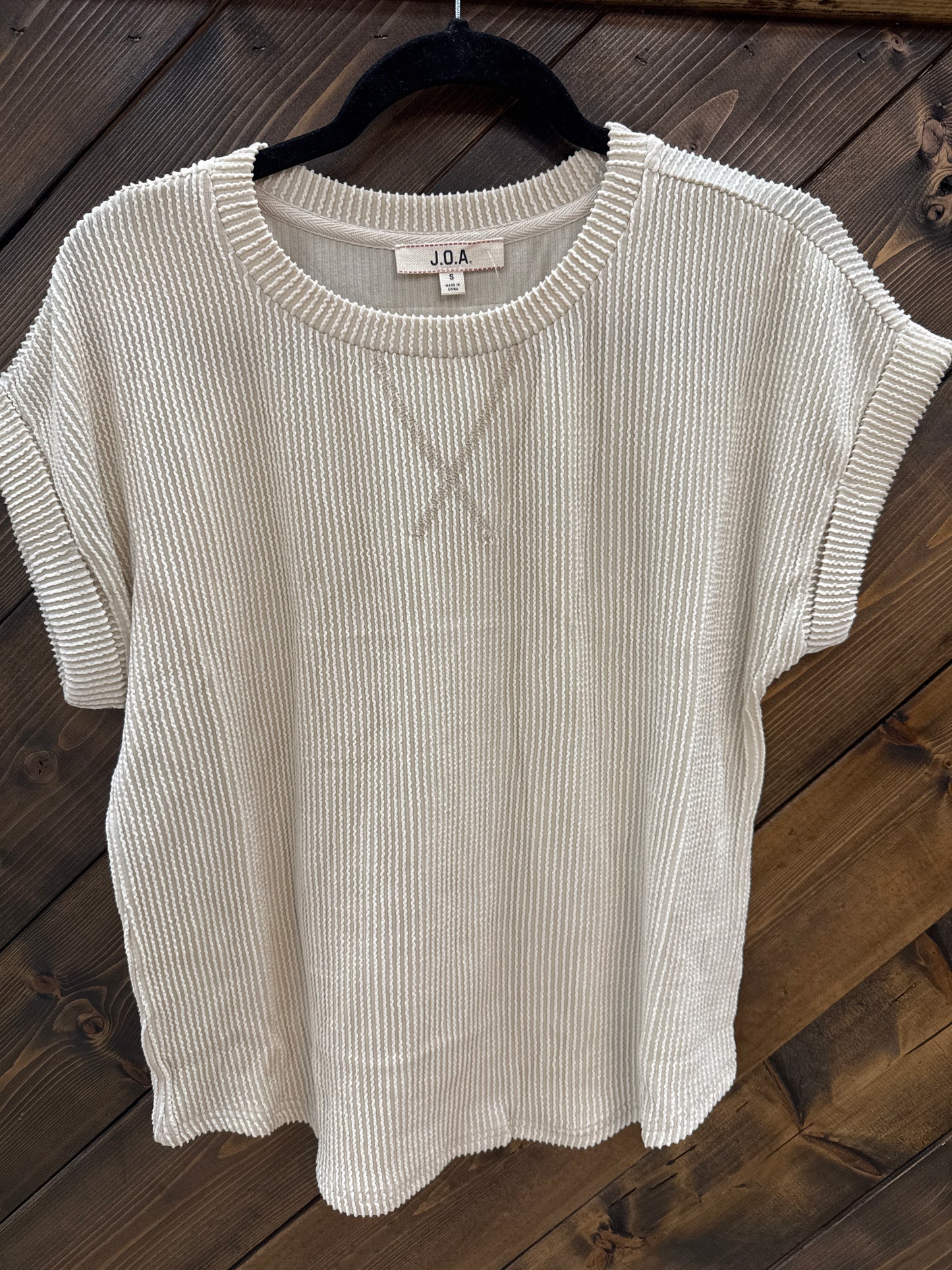 Cream ribbed top