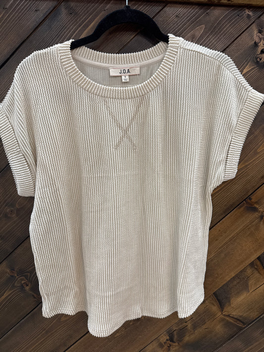 Cream ribbed top