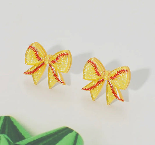 Softball and Baseball Bow Earrings
