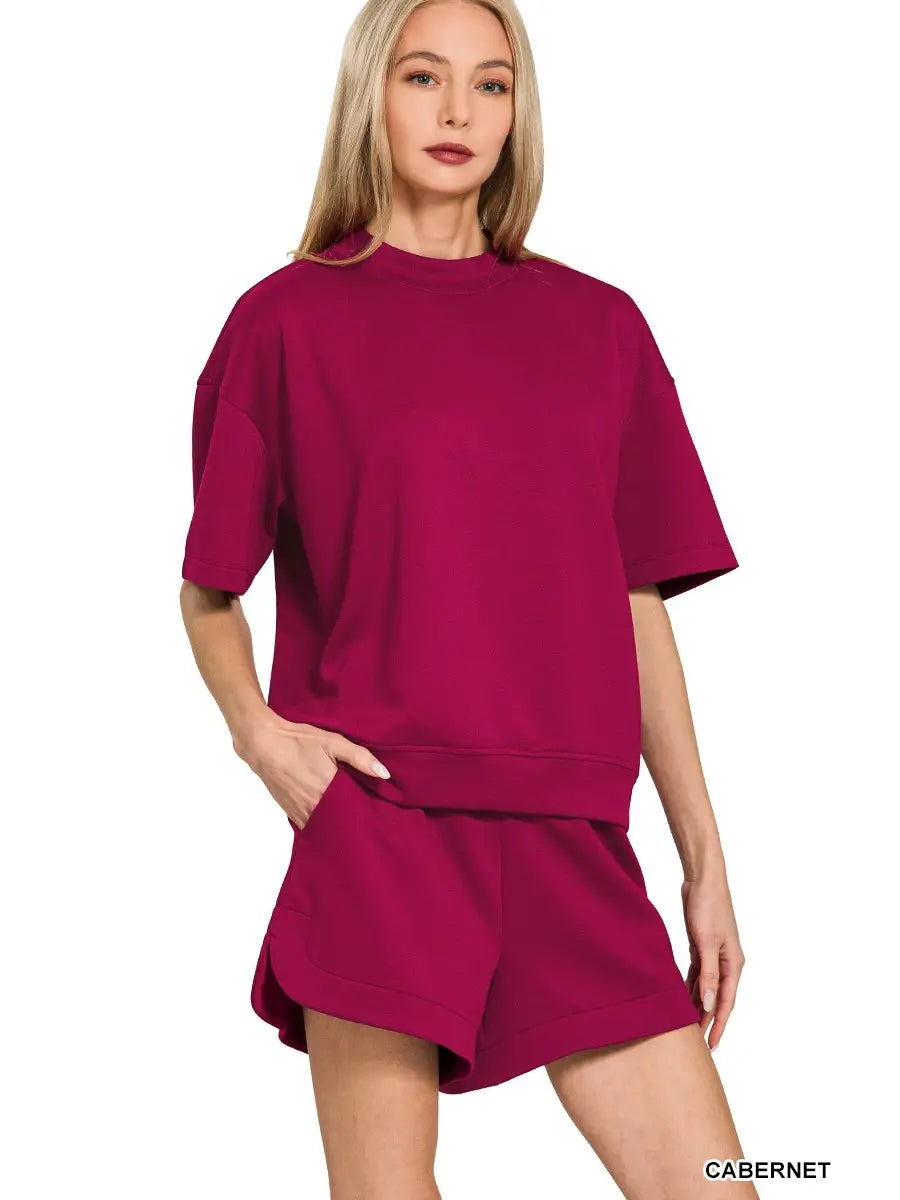Scuba High Neck Top And Shorts Set