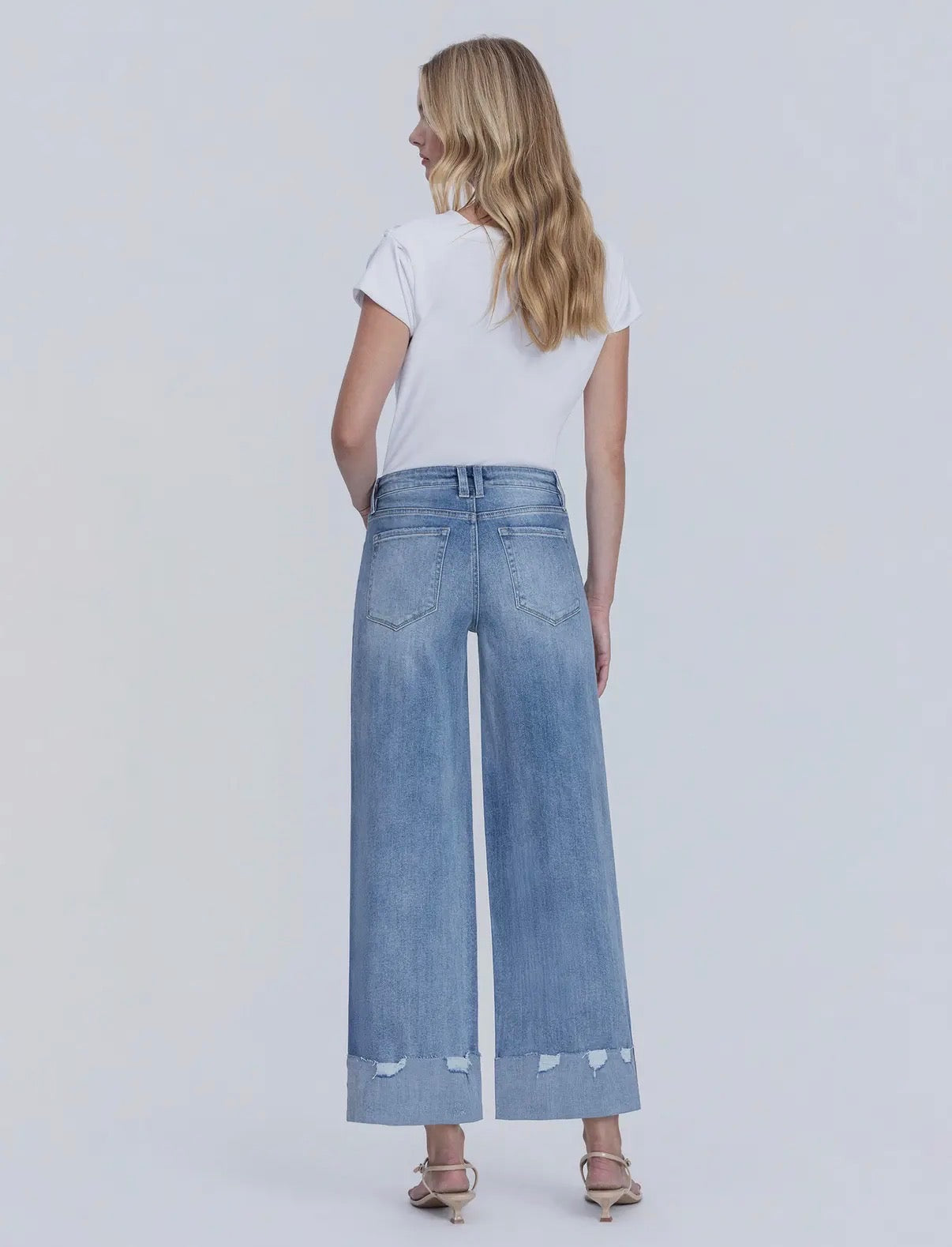 High Rise Medium Wash Cuffed Jeans