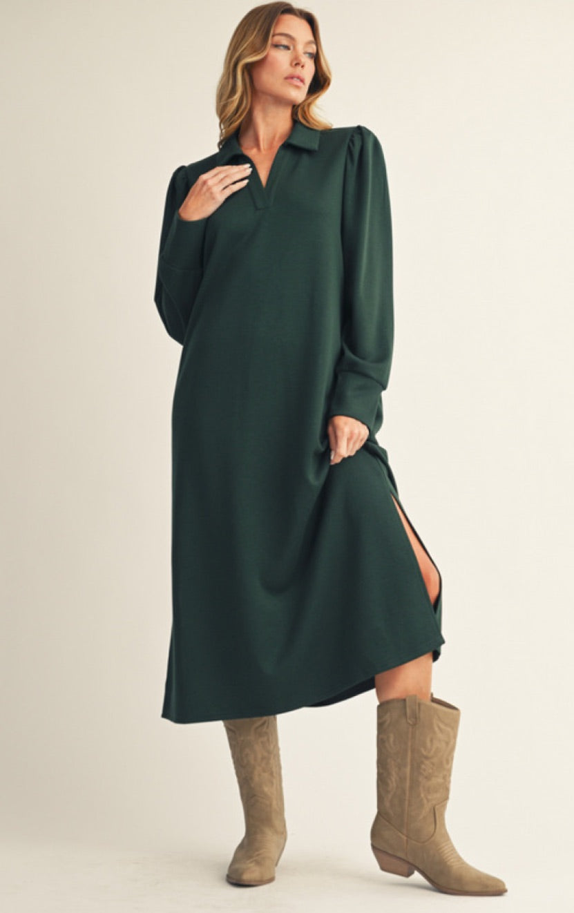 Long Green Collared Dress