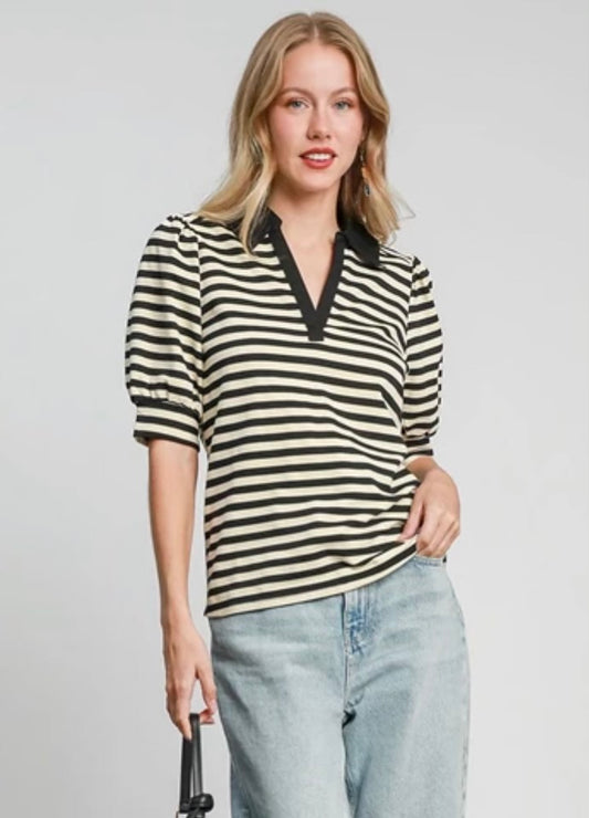 Stripe Collared Top