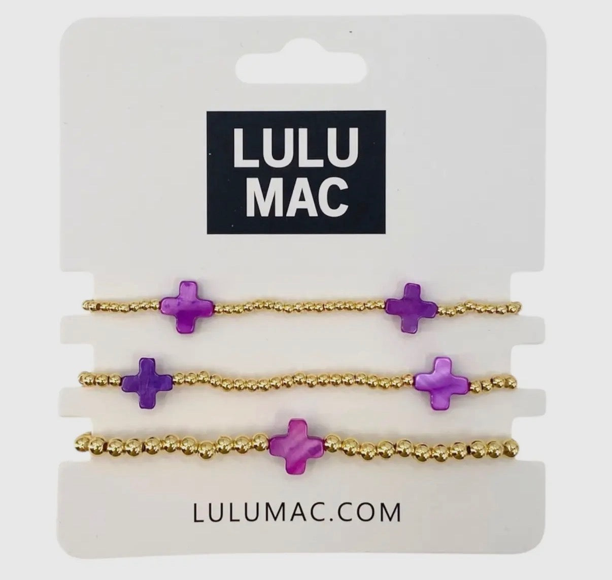 LULU MAC Gold Beaded Bracelet With Colored Cross