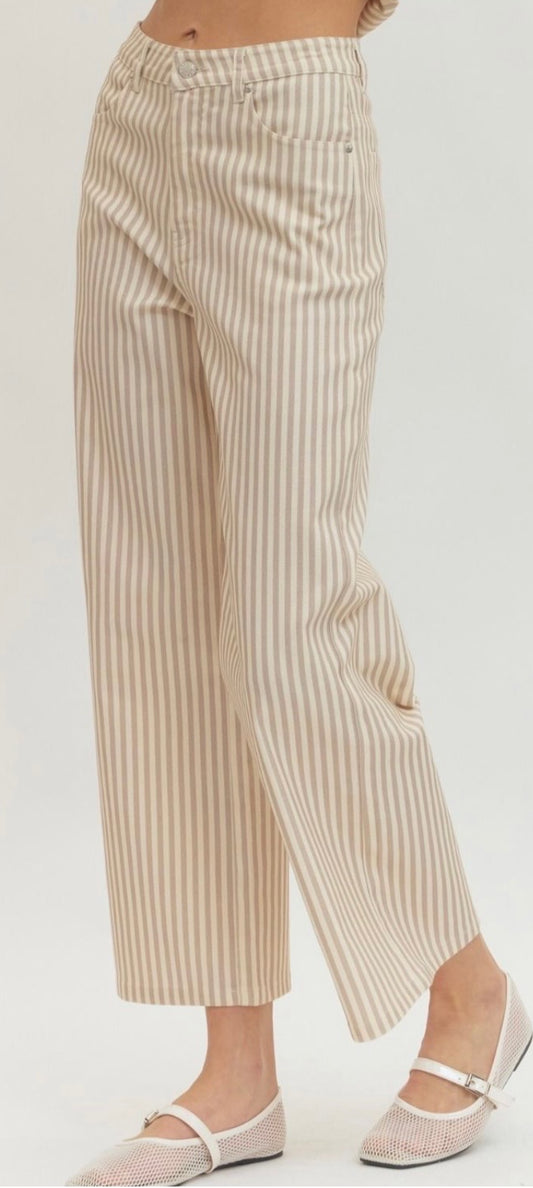 Striped Woven Wide Leg Pants