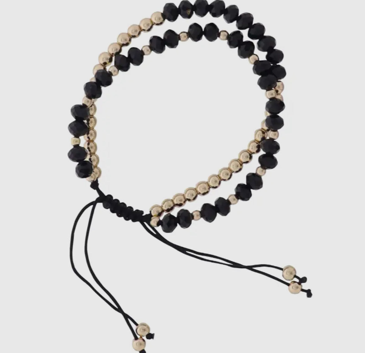 Beaded Gold and Black Tie Bracelet