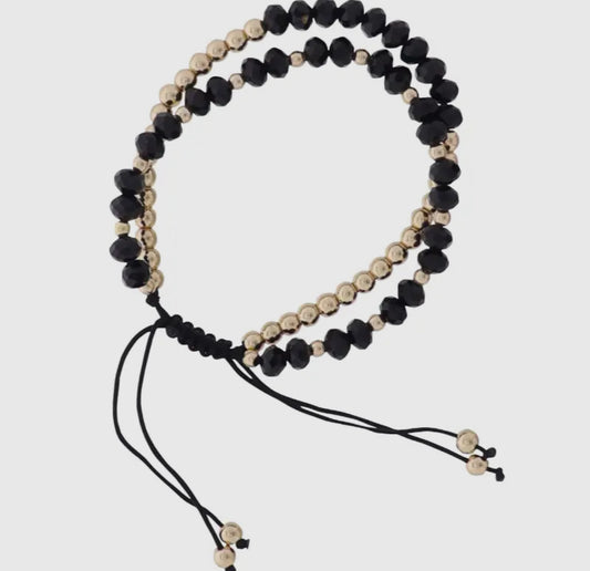 Beaded Gold and Black Tie Bracelet