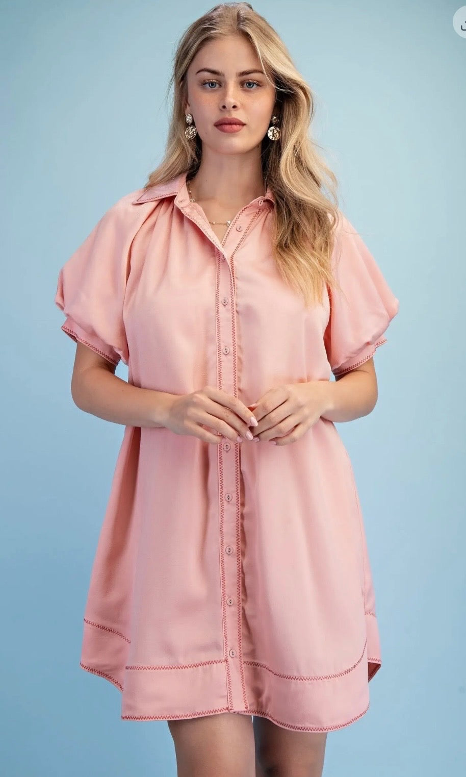 Button Down Blush Collared Dress