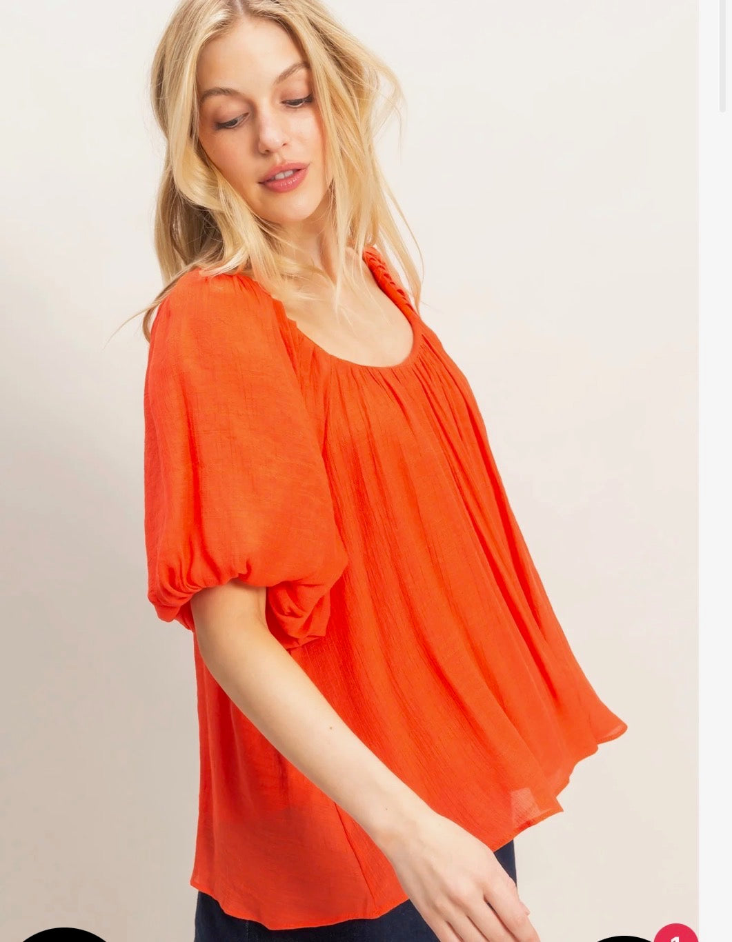 Gathered Puff Sleeve Blouse