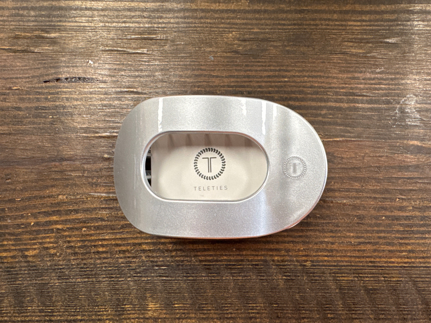 Silver Teletie hair clip large rounded