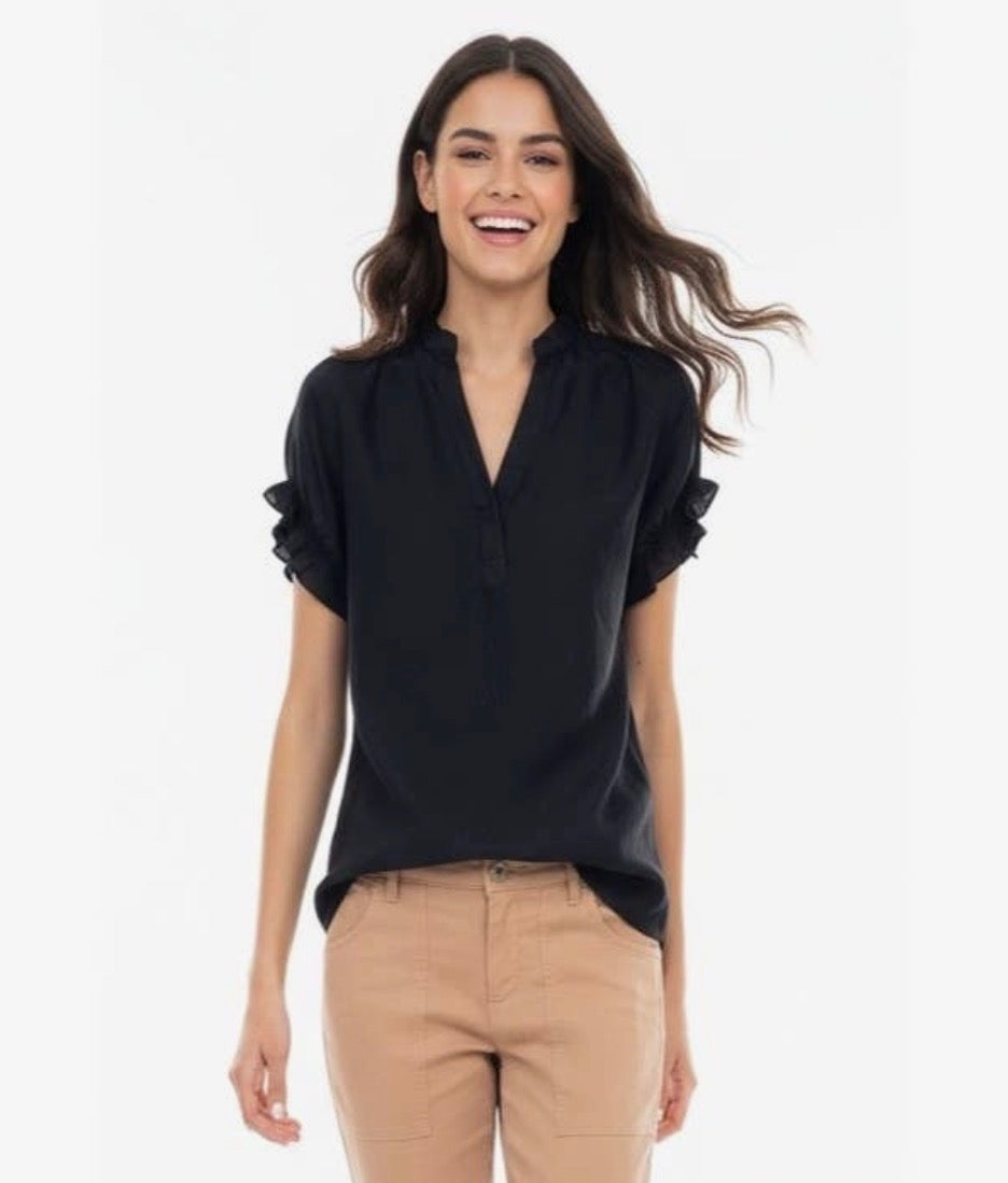 Ruffle Sleeve V Neck Blouse