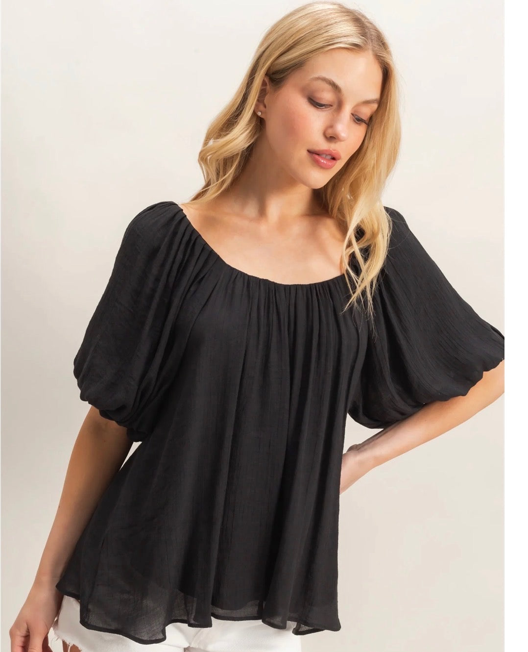 Gathered Puff Sleeve Blouse