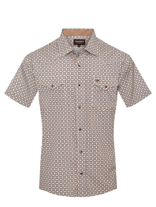 Rodeo Clothing Co Tan Diamond Button Up