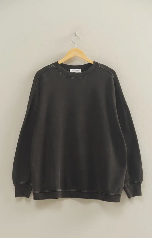 Black Oversized Crew Neck Sweatshirt