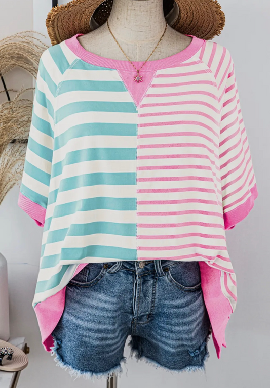 Blue&Pink striped top