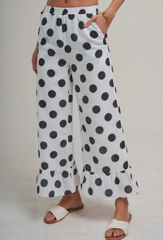 Polka Dot Casual Wide Leg Pants